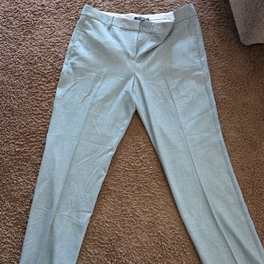 Ann Taylor Blue and Gray Pantsuit with Straight-Leg Design